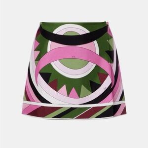 Emilio Pucci Pink Green Very Vivara Size 4/40 Graphic Mini Skirt 2026 NWT $1425